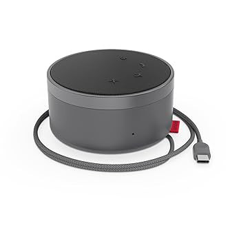 Lenovo Go Speakerphone (USB-C) | Microsoft Teams Certified | Dual omnidirectional mics with 1.5m Range | 3X Noise Reduction | 265g Light | Far-Field Pick-up Technology | Acoustic Echo Cancellation